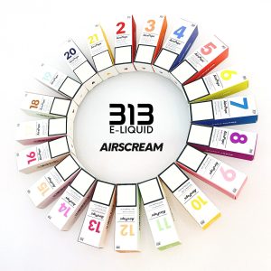 AIRSCREAM 313 E-LIQUID 系列煙油全品項圓環排列包裝圖